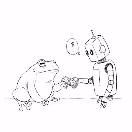 財布を持っているカエルのイラスト